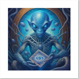 Blue Alien Posters and Art